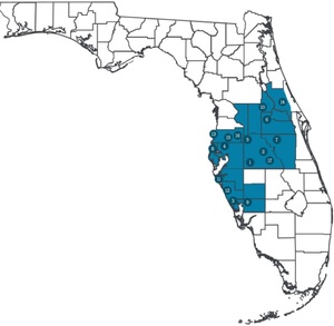 Florida Counties represented in this statistical data.