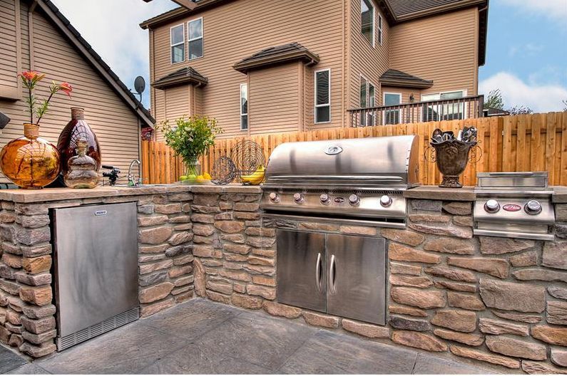 built in grill with storage