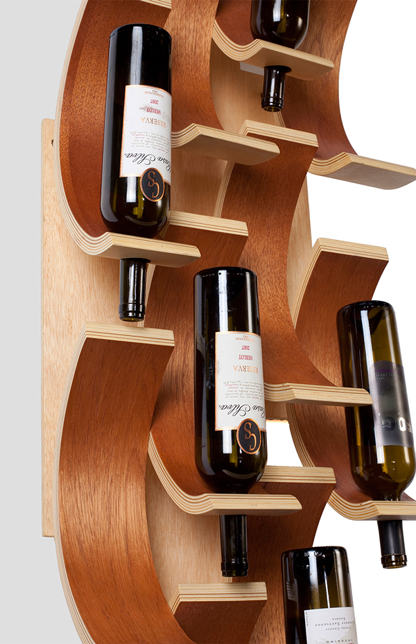 Nadia Anochie Title Wine Rack Medium Bent Ply,Cedar,Steel Hometown Atlanta Ga Dep. Furniture undergrad Prof. John Pierson Winter 2010