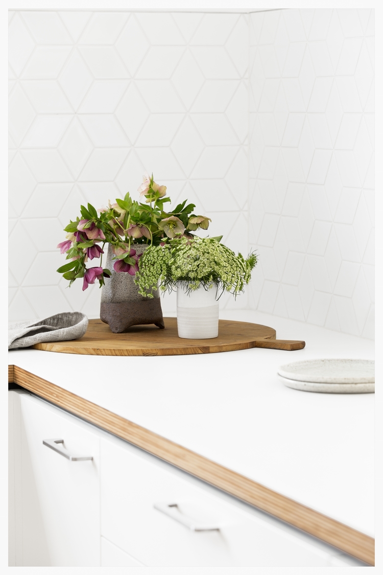 Cantilever Interiors - White Geometric Backsplash